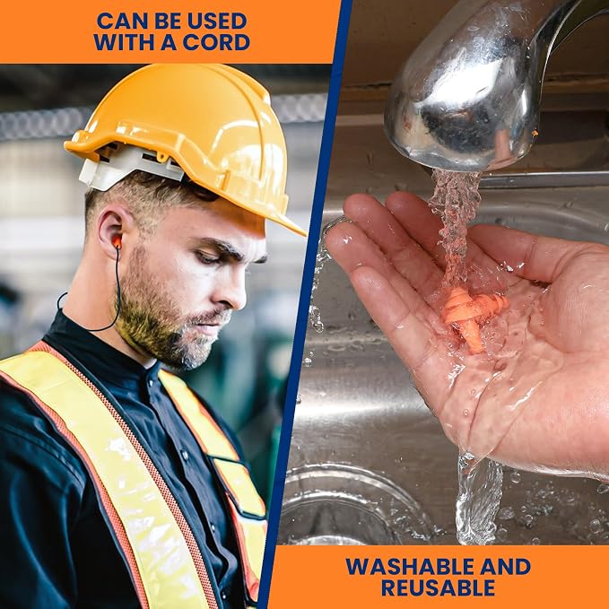100 Pairs of Orange Reusable Ear Plugs - Image 5
