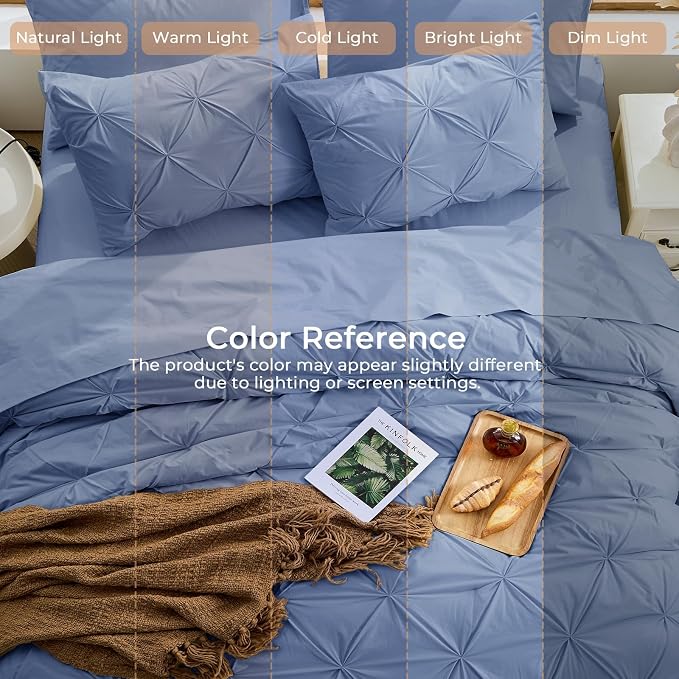 Sasttie Twin Comforter Set, 5-Piece Bed in a Bag, Pintuck Bedding Sets - Image 8