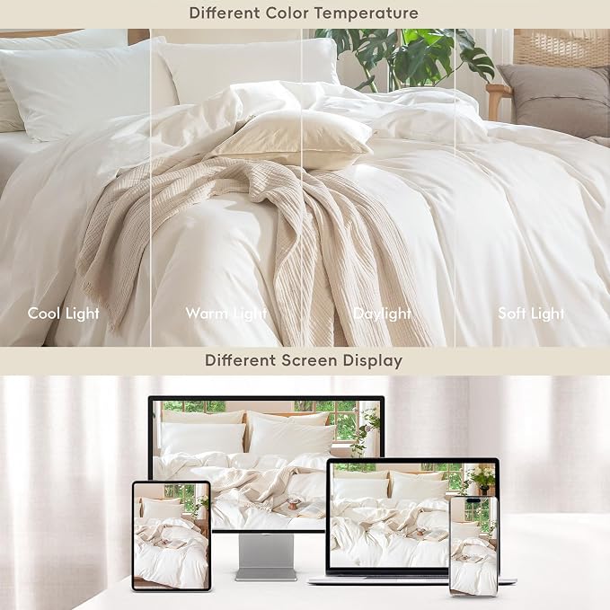 MooMee Bedding Duvet Cover Set 100% Washed Cotton Linen Like Textured - Image 7