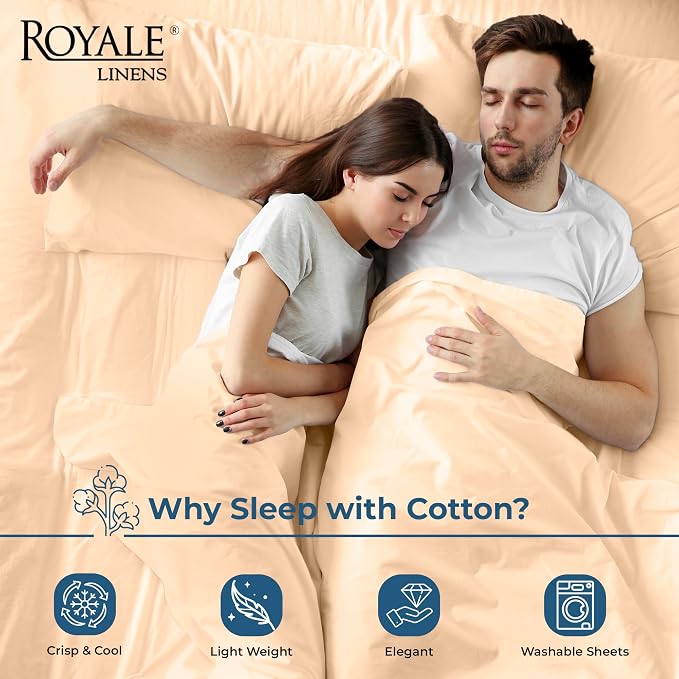 Royale Linens 100% Organic Cotton Queen Flat Sheet Only - Image 3