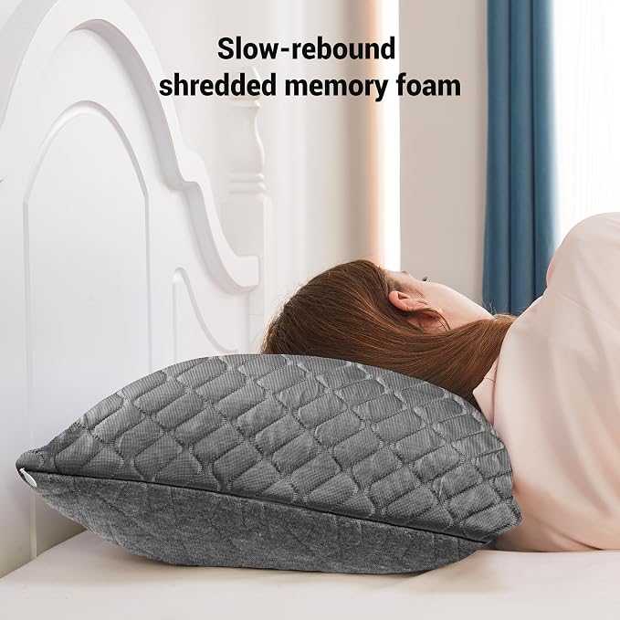 puredown King Size Pillows Set of 2, Shredded Memory Foam Pillows, Cooling - Image 7