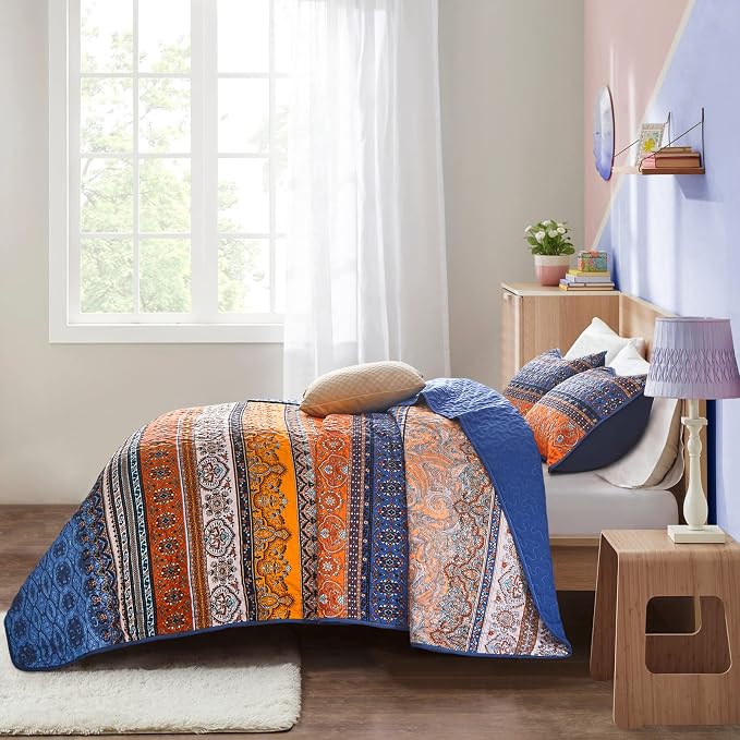 WONGS BEDDING Boho Fall Quilt King Size, Lightweight Microfiber Bed Decor - Image 4