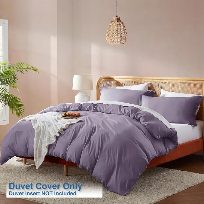 Nestl Grayish Purple California King Duvet Cover Sets - Image 2