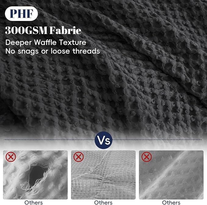 PHF Waffle Weave Duvet Cover Set Queen Size, No Snagging Ultra Soft Luxury - Image 3