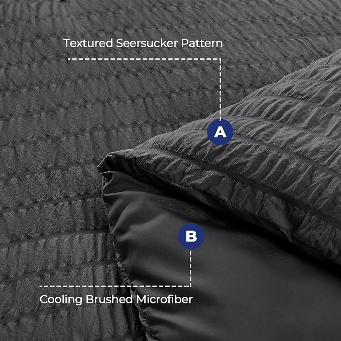 HYMOKEGE Queen Comforter Set Seersucker 7 Pieces, All Season Luxury Bed in a Bag - Image 4