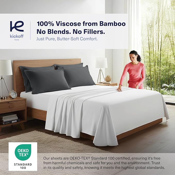 Kickoff Viscose Bamboo Pillowcase, 100% Organic Hidden Zippered Viscose Bamboo - Image 2