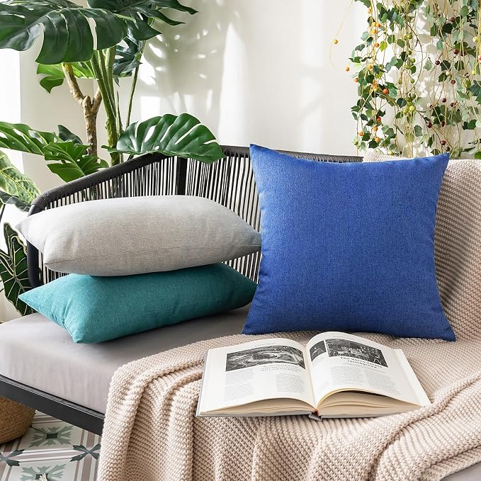 MIULEE Pack of 2 Decorative Outdoor Solid Waterproof Throw Pillow Covers Faux - Image 5