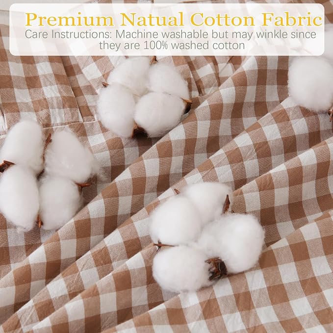 14x36 inches Taupe Plaid Ruffle Gingham Lumbar Throw Pillow Cover, Pure Cotton - Image 7