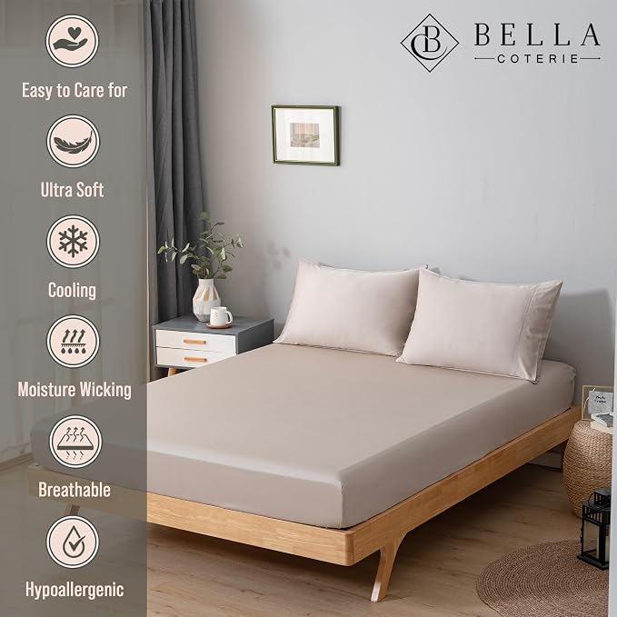 Bella Coterie King Size Fitted Sheet Only | Luxury Bamboo Viscose | 100% - Image 2