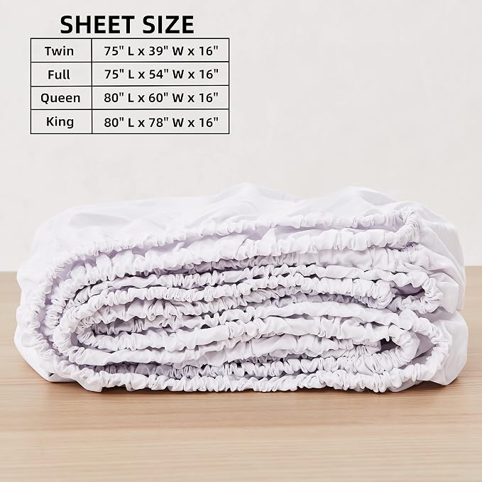 HBHLFZ Twin Fitted Sheet Only, Soft Breathable Bottom Sheet - Image 2