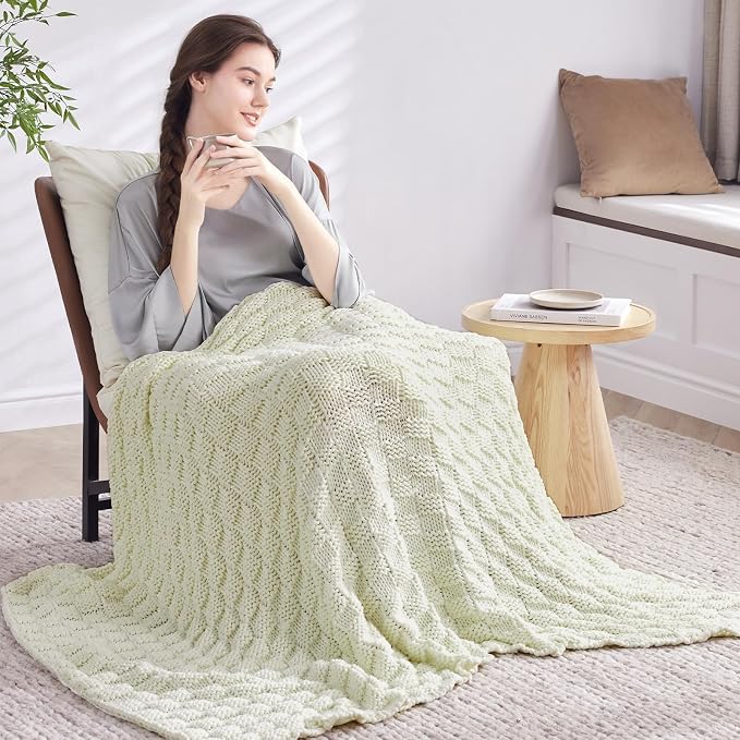 Knitted Weighted Blanket for Adult, No Beads Heavy Blanket 48” x 72'' 12lbs - Image 7