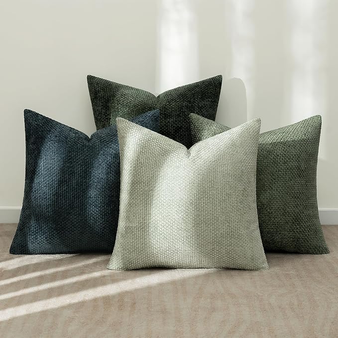 MIULEE Pack of 4 Couch Throw Pillow Covers 18x18 Inch Green Forest Soft - Image 3
