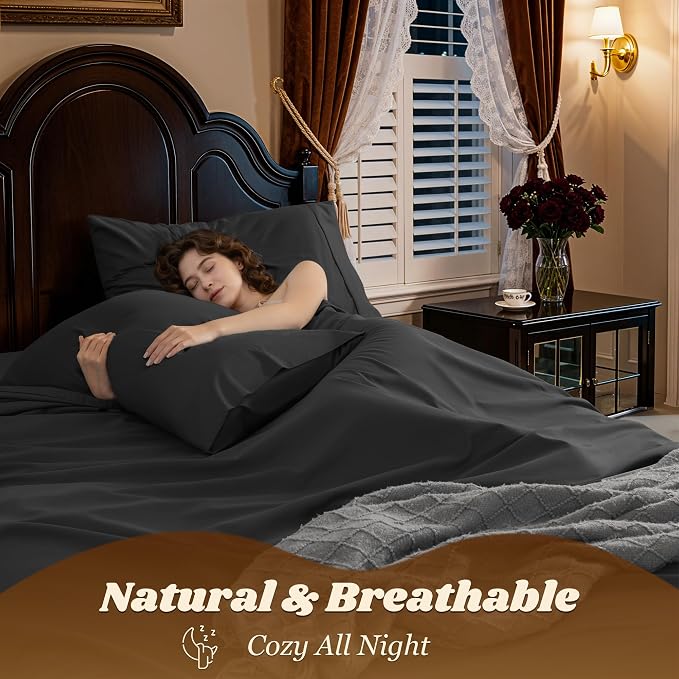 LBRO2M 1000 Thread Count 100% Egyptian Cotton Sheets Set, Full Size Bed Sheet 4 - Image 5