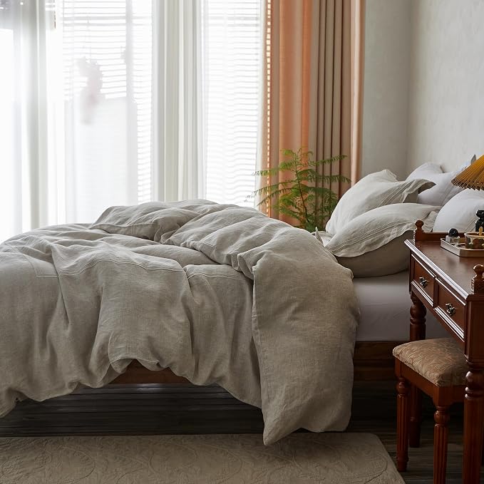 Simple&Opulence 100% Washed Linen Duvet Cover Set 78"x86" - Image 7