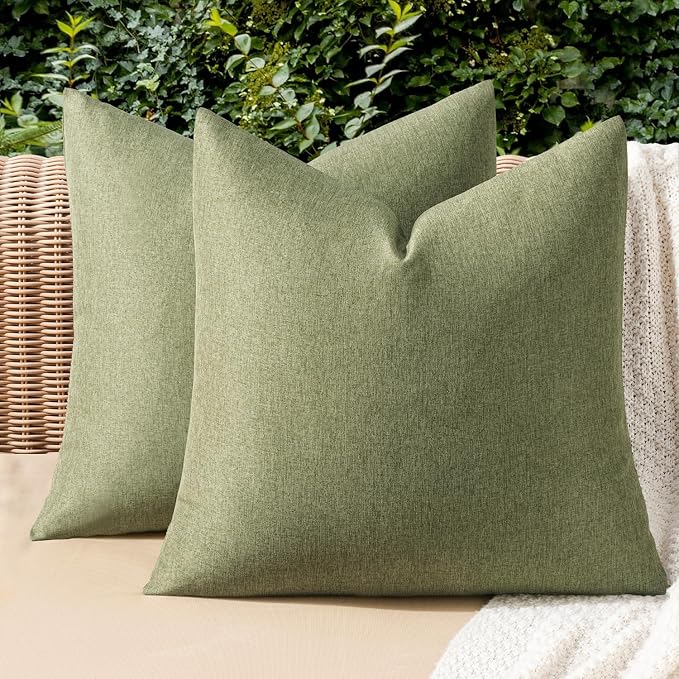 MIULEE Pack of 2 Decorative Outdoor Solid Waterproof Throw Pillow Covers Euro by MIULEE