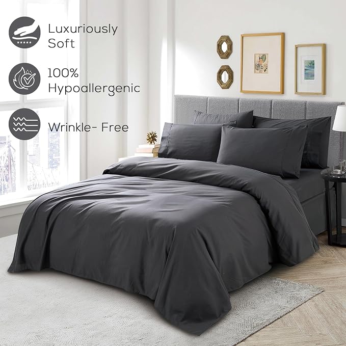 Mueller Ultratemp Bed Sheets Set, Super Soft 1800, 6 Piece California King - Image 5