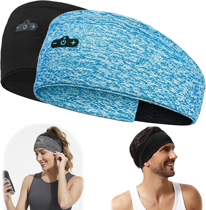 BORAYDA 2-Pack Bluetooth Headband, 18 Hours Play Time, HD Stereo, Built-in by BORAYDA