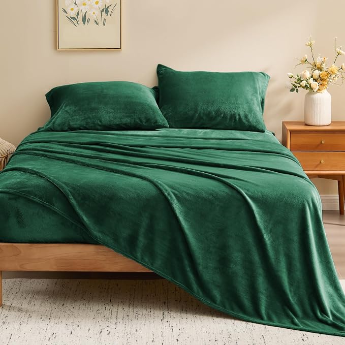 BEDELITE Flannel Sheets Twin Size Dark Green - Image 2