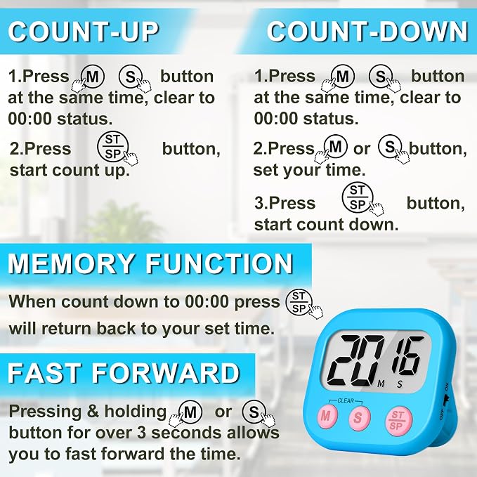 ZILLEEN Classroom Timer for Kids Teachers 6 Pack Digital Timers - Image 8