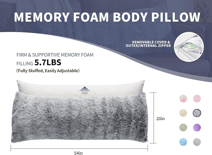 Fluffy Silk Full Body Pillow for Adults 20x54 Satin Body Pillow Cover Pillowcase - Image 6