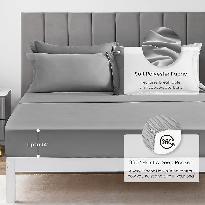 Love's cabin King Size Comforter Set Grey, 7 Pieces King Bed in a Bag, All - Image 4