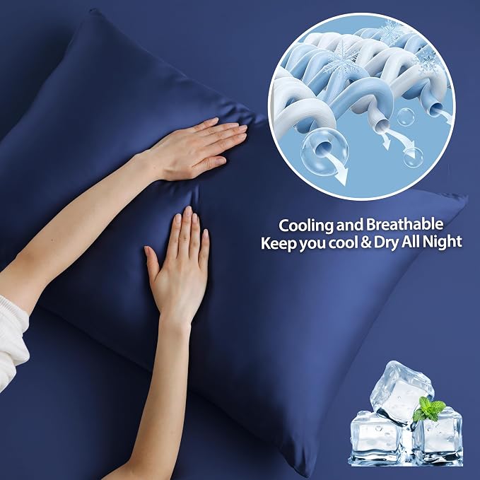 2 Pack Cooling Pillow Cases, Viscose Derived from Bamboo Pillow Protectors - Image 4