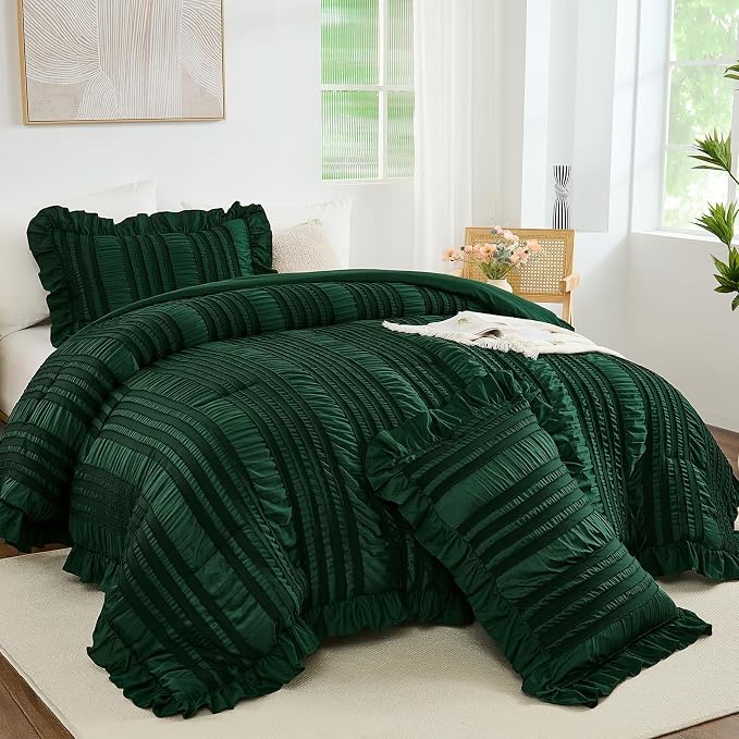 WONGS BEDDING King Size Comforter, Christmas Emerald Green Boho Comforter Set - Image 9