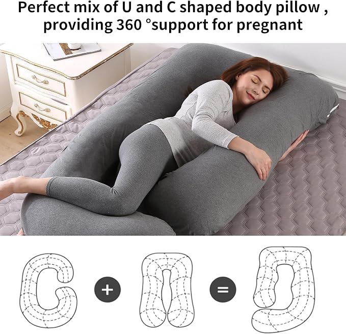U-Shaped Pregnancy Pillow for Sleeping, Full Body Support for Back, HIPS & - Image 4