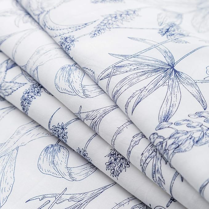 SUSYBAO Blue White Flower Duvet Cover King 100% Cotton 3 Pcs Set 1 Vintage Navy - Image 3