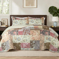 Whale Flotilla Patchwork Quilts Queen Size, Soft Boho Floral Bedspreads by WHALEFLOTILLA