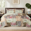 Whale Flotilla Patchwork Quilt King Size, Soft Boho Floral Bedspreads by WHALEFLOTILLA