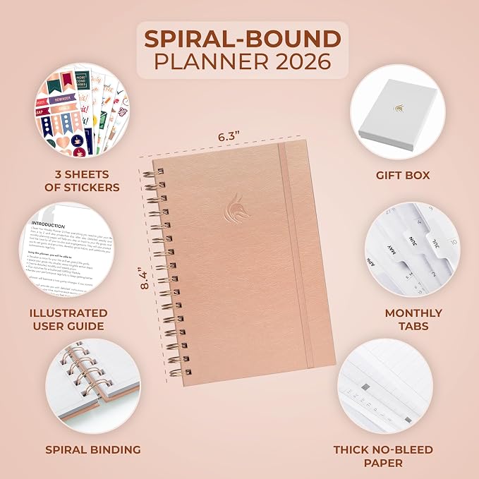 Clever Fox Dated Planner with Tabs 2026 – Weekly & Monthly Spiral Planner with - Image 2