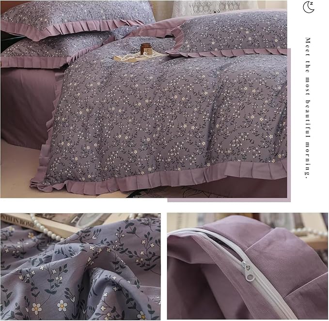 MKXI 100% Cotton Floral Duvet Cover Set - Image 6