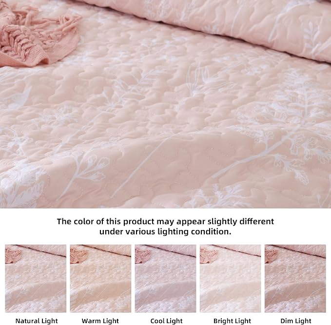 JANZAA Quilt King Size Blush Quilt Botanical - Image 4