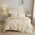 mixinni Aesthetic Floral Duvet Cover Set King Size, Farmhouse Boho Yellow by mixinni