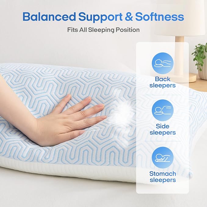 puredown® Cooling Goose Feather Down Pillow, King Size Bed Pillow Insert - Image 4