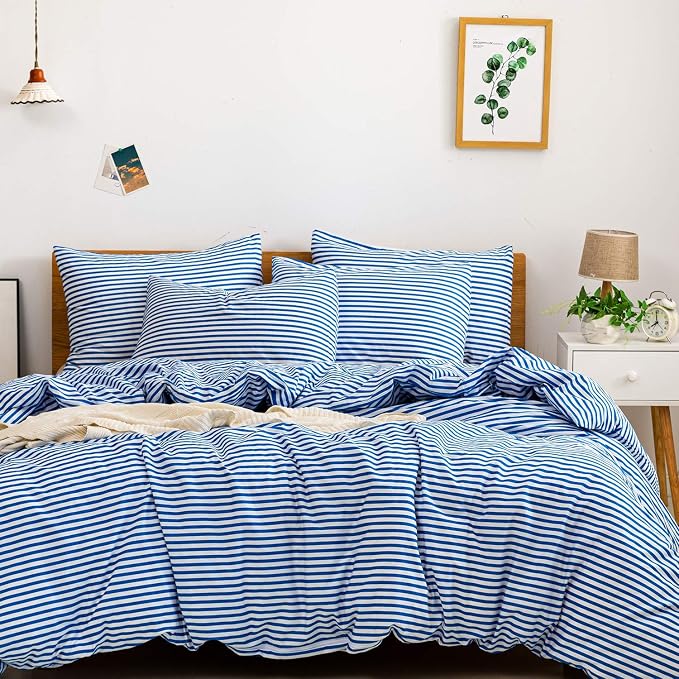 JELLYMONI 100% Natural Cotton 3pcs Striped Duvet Cover Sets, by JELLYMONI