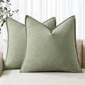 MIULEE Decorative Linen Euro Sham Pillow Covers 24x24 Sage Green ​Boho by MIULEE