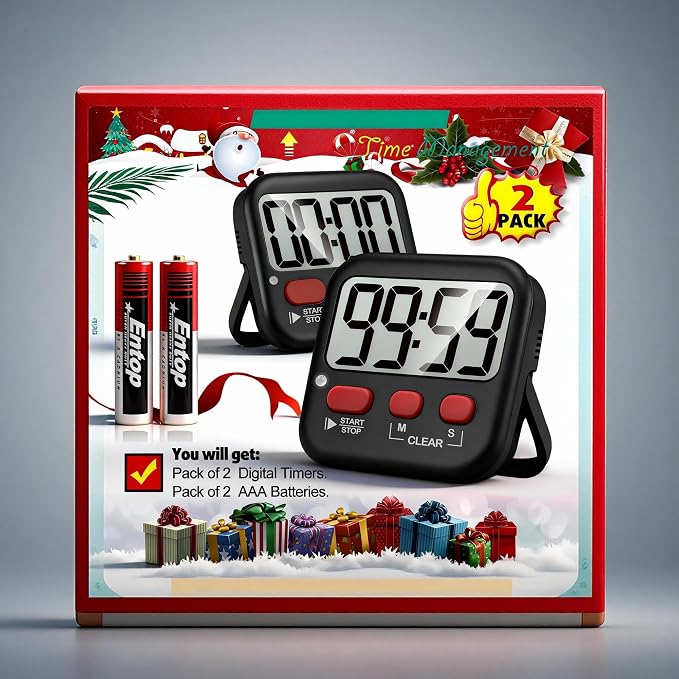 Antonki 2 Pack Digital Timer for Kids, Magnetic Countdown Kitchen Timers for - Image 9