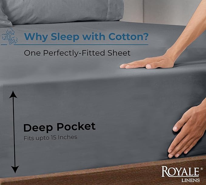 Royale Linens 100% Organic Cotton Fitted Sheet - Image 2