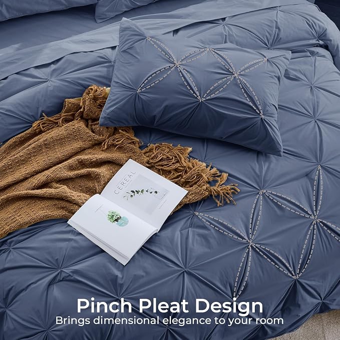 Sasttie Full Size Comforter Set, 7-Piece Bed in a Bag Double, Pintuck Bedding - Image 4