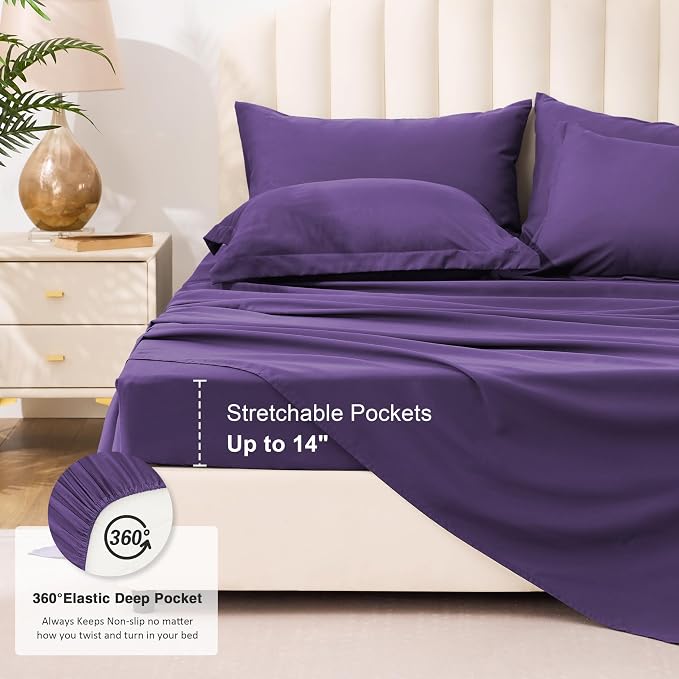 Love's cabin Full Comforter Set Dark Purple, 7 Pieces Full Bed in a Bag - Image 6