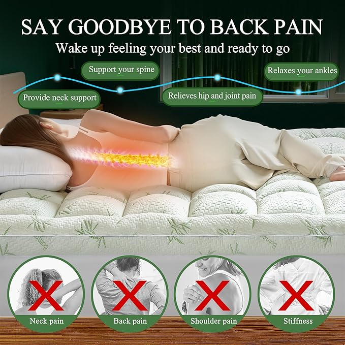 3 Inch Full Mattress Topper, Plush Pillow Top Matress Topper - Image 4
