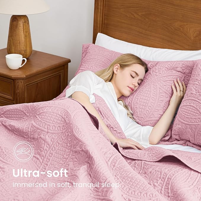 Love's cabin Quilts for Full Bed Pink Bedspreads Bedding Set - Image 4