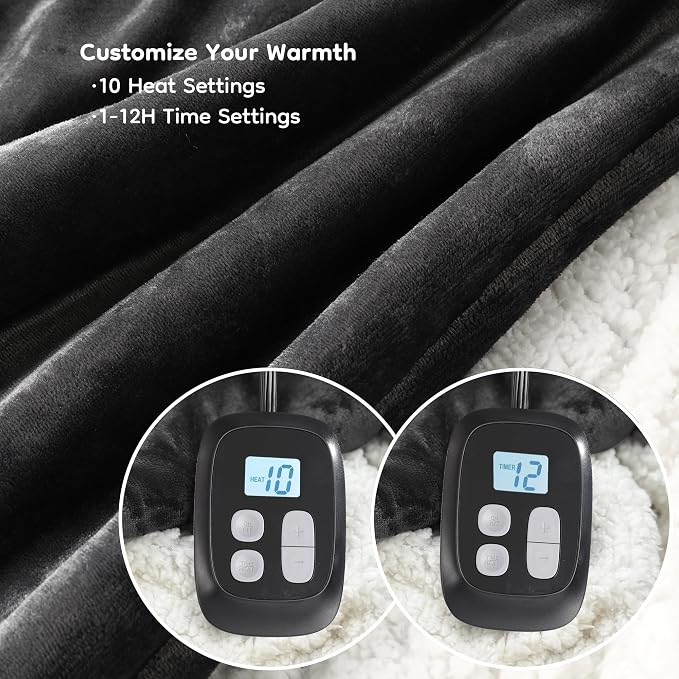 LaffyLo Electric Heated Blanket Queen Size 84 x 90, Dual Control, Fast Heating - Image 3