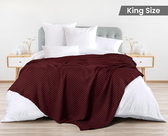 Utopia Bedding 100% Cotton Waffle Weave Blanket King Size - Image 2