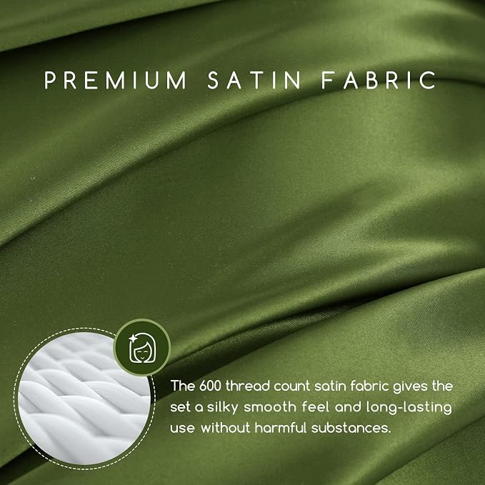 MR&HM Satin Bed Sheets, Twin XL Size Sheets Set - Image 2