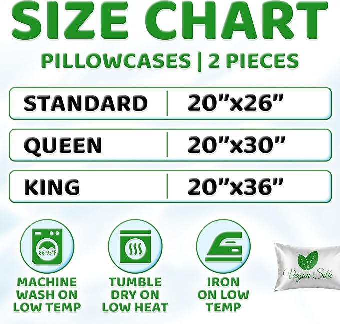 Pillow Cases - 100% Viscose Derived from Bamboo - Cooling Pillowcase - Standard - Image 8