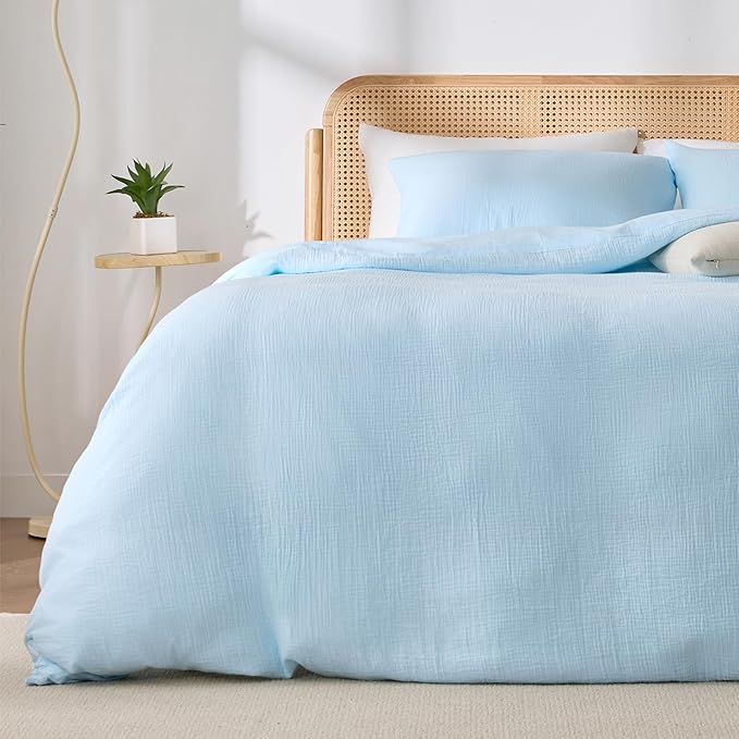 Blue Duvet Cover King, 100% Sandwashed Cotton Soft King Size Duvet Cover Set 3 by Unknown