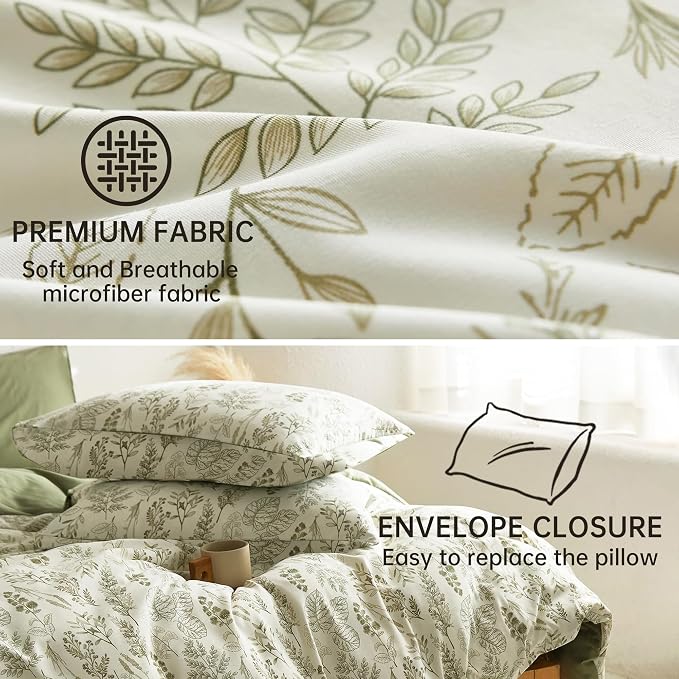 BOLINLIVING Floral Duvet Cover King Size, Breathable Soft Microfiber Bedding Set - Image 6